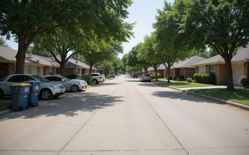 Established Fort Worth residential street with brick homes and mature trees
