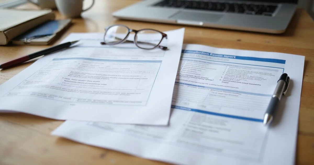 Foundation evaluation report and itemized scope document laid side by side on a desk