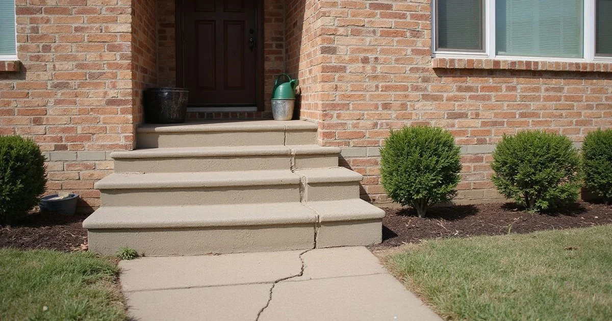Stair-step crack running through mortar joints in brick veneer near a window