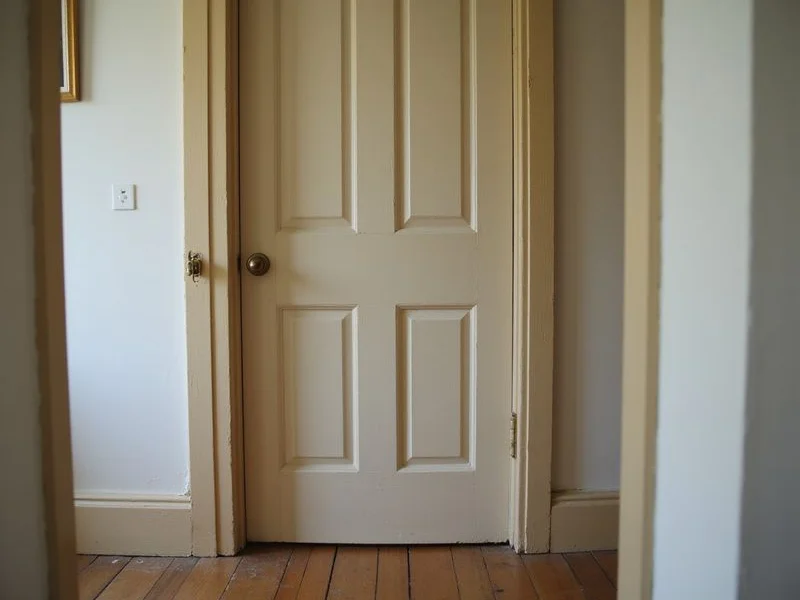 Interior door closing squarely against its frame after elevation adjustment