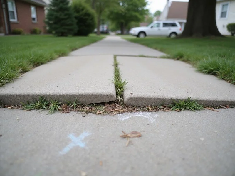 Uneven sidewalk panels forming a raised lip at the joint